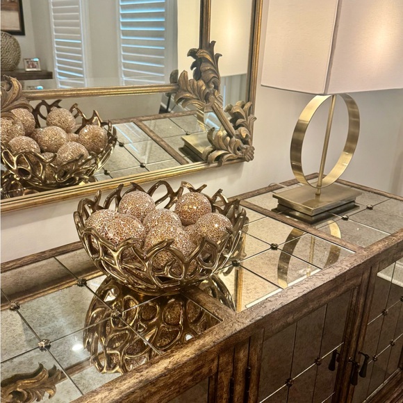 Set of 12 Decorative Mosaic Glass Spheres (Copper Gold color) - Picture 2 of 7